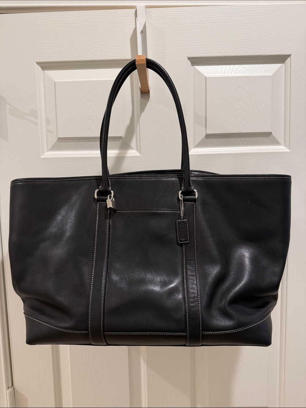 Coach Black Leather Bag Vintage  17 Inch authentic Rare 5414 Style Excellent